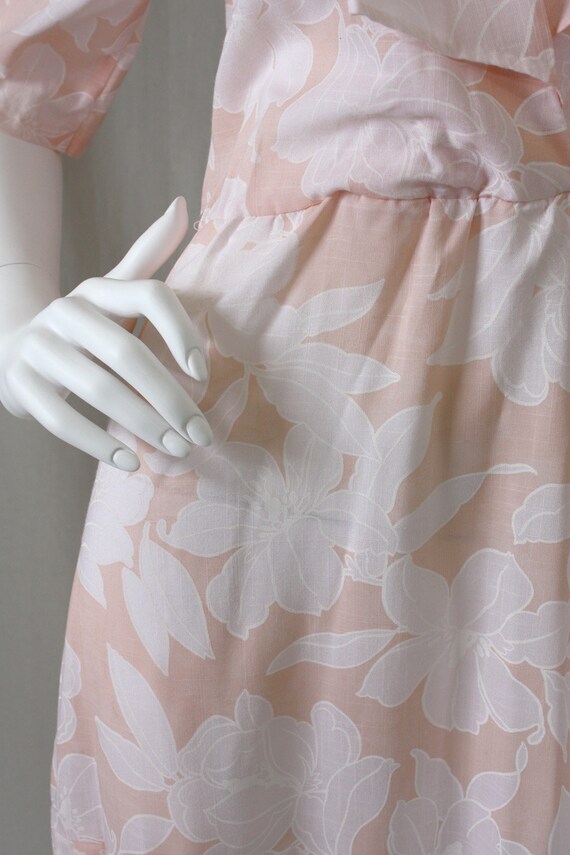 Vintage Tropical Peach & White Floral Resort 80s … - image 5