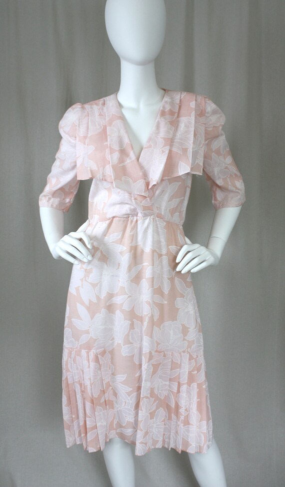 Vintage Tropical Peach & White Floral Resort 80s … - image 2