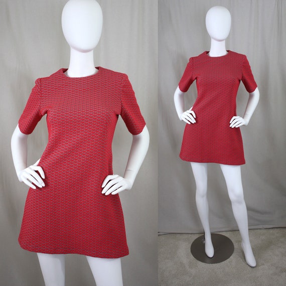 60s Hot Pink & Turquoise Mini short sleeve Dress |