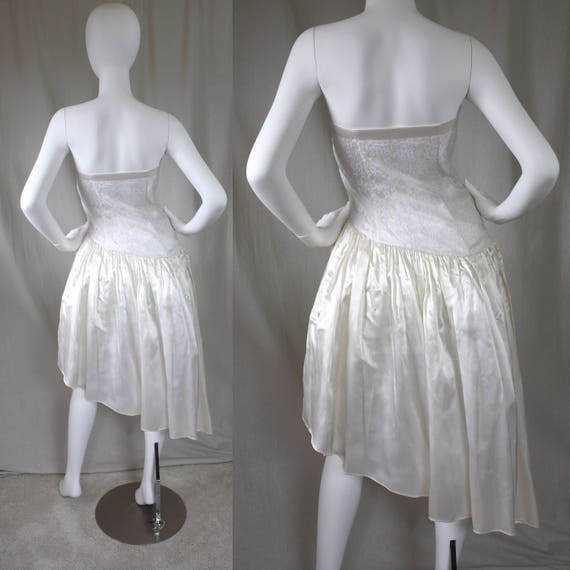 Ivory Gunne Sax by Jessica McClintock Strapless 80s/9… - Gem