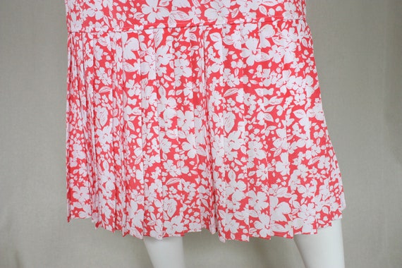 Vintage Coral Pink & White Floral Midi Dress | Sm… - image 6