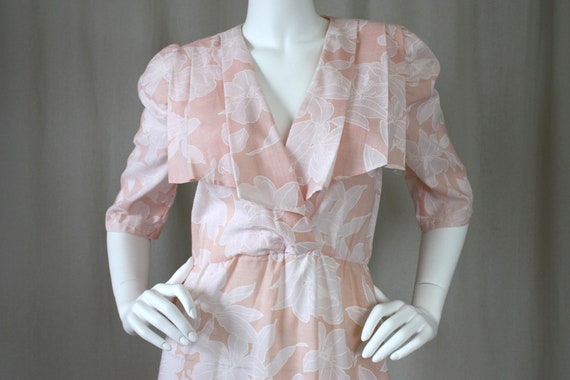 Vintage Tropical Peach & White Floral Resort 80s … - image 3