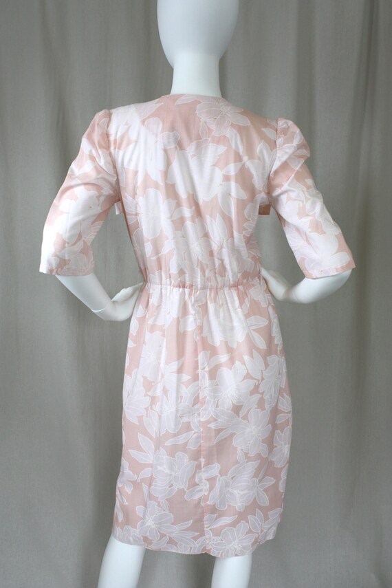 Vintage Tropical Peach & White Floral Resort 80s … - image 9