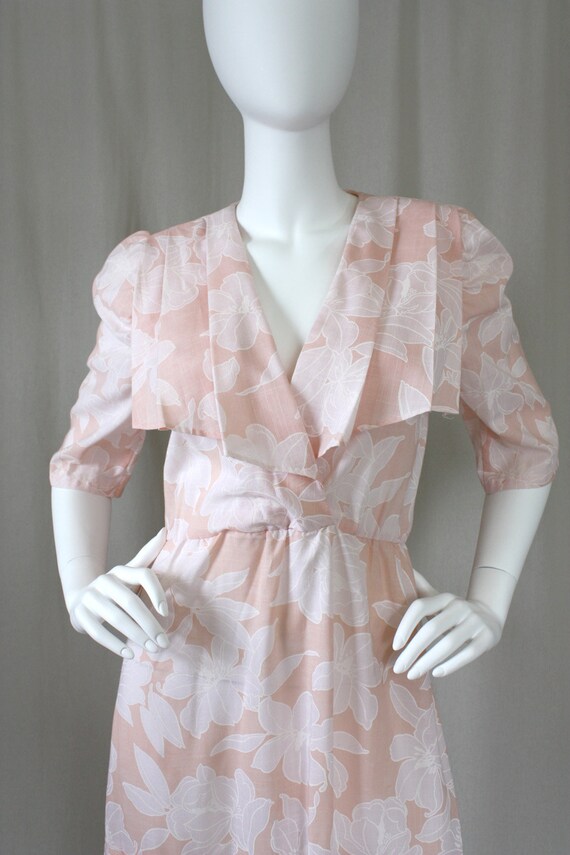 Vintage Tropical Peach & White Floral Resort 80s … - image 4