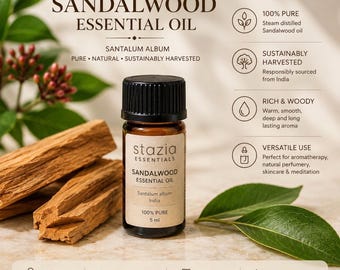 Mysore Sandalwood Essential Oil, Santalum Album, Pure Indian, Sustainably Harvested