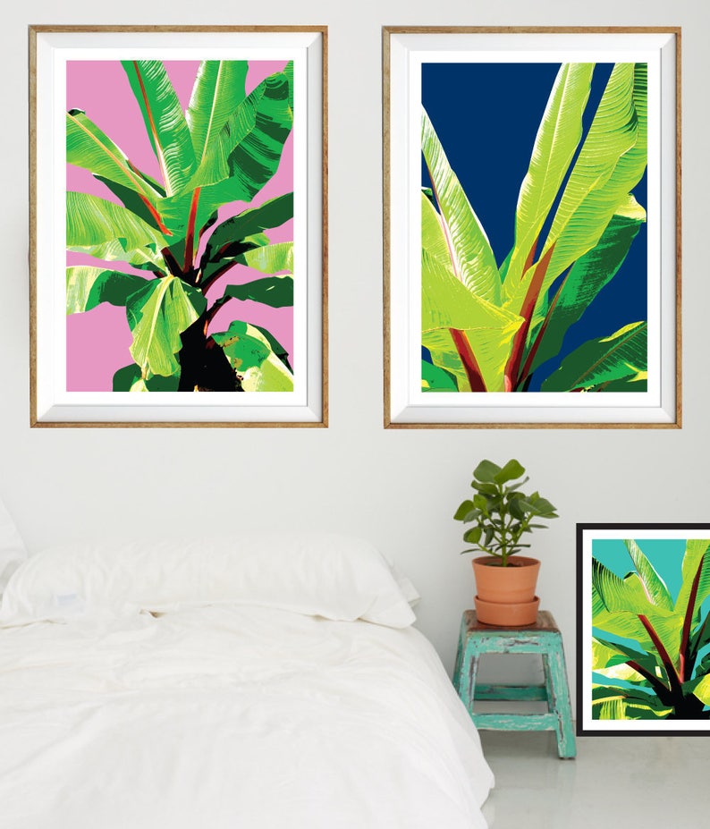 Leaves Wall Art Print Tropical Wall Art Decor Printable Etsy