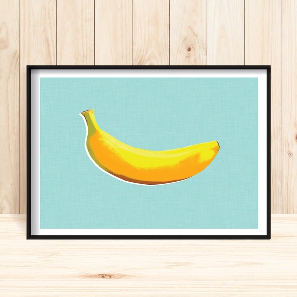 Pop Art Print, Banana Prints, Digital Download Pop Art, Modern Art Prints, Yellow Banana Wall Art, Retro Wall Art, Kitchen Prints, Food Art