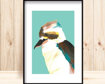 Kookaburra Printable Art, Instant Download, Bird Prints, Kookaburra Wall Art Downloadable, Native Bird Printable, Kingfisher Printable, Bird