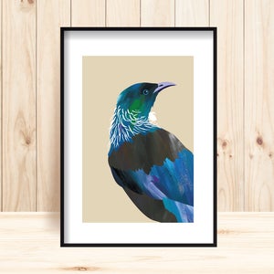 Arte de la pared de aves, impresión de aves nativas de Nueva Zelanda, Tui imprimible, retrato de aves, impresiones de aves, decoración de la pared de Nueva Zelanda, descarga de ilustración de aves