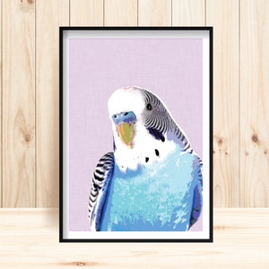 Budgie Art Prints, Blue Budgerigar Printable, Budgerigar Instant Download, Birdlife Decor, Blue Canary Wall Art, Wildlife Decor,