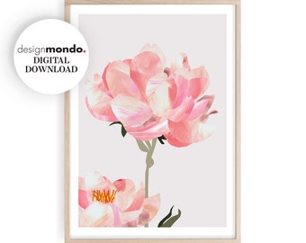 Peonies Print, Pink Peonies Wall Art, Painted Floral Prints, Soft Pink Decor, Original Flower Art, Abstract Flowers, Modern Flower Prints