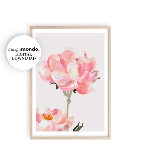 Peonies Print, Pink Peonies Wall Art, Painted Floral Prints, Soft Pink Decor, Original Flower Art, Abstract Flowers, Modern Flower Prints