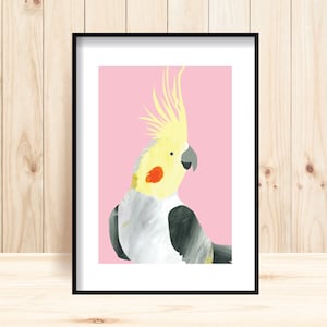 Parrot Printable, Cockatiel Printable Art, Cockatoo Instant Download, Cockatiel Wall Art, Cute Bird Print, Animal Nursery Decor, Bird Art
