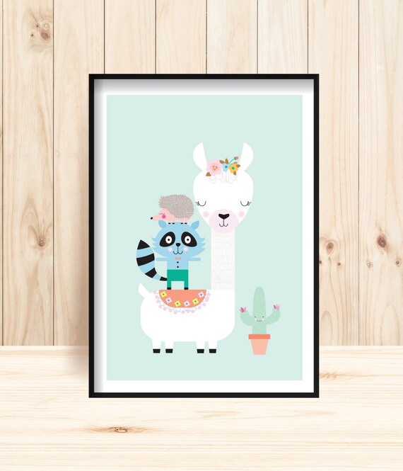 Boys Nursery Download, Llama Wall Art, Printable Nursery Wall Art