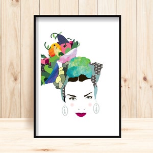 Carmen Miranda Print, Printable Art, Digital Illustration Download, Carmen Miranda Portrait, Tropical Fruit Printable, Pop Culture Wall Art