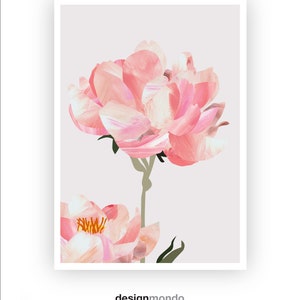 May include: A pink peony flower with a soft, watercolor-like effect. The flower is in bloom and has a delicate, feminine feel.