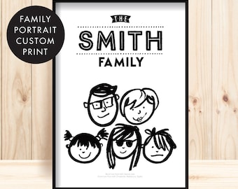 Custom Family Prints, Family Printables, Family Wall Art, Printable Art, Custom Family Portrait, Family Name Prints, Family Poster
