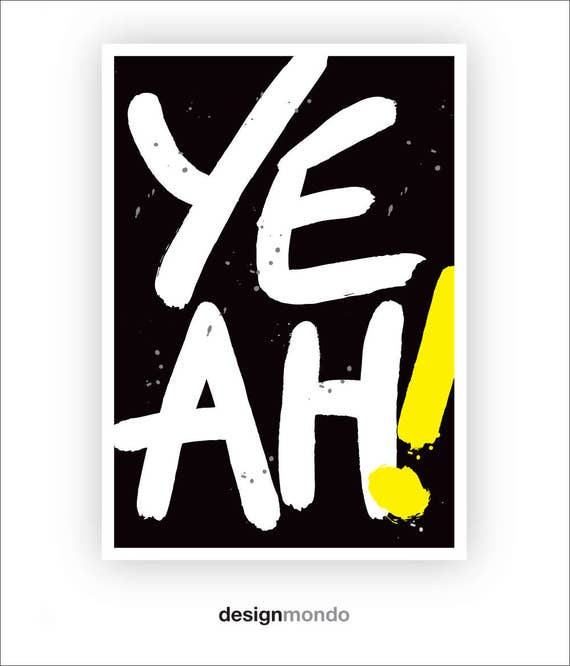Graffiti Printable, Graffiti Words Art, Printable Art, Word Prints, Boys Wall Decor, YEAH, Black \u0026 White Prints, Handwritten Wall Art, Urban