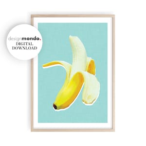 Banana Printable Wall Art, Banana Print, Banana Digital Download, Boho Home Wall Decor, Kitchen Prints, Nursery Fruit Prints, Pop Art Banana