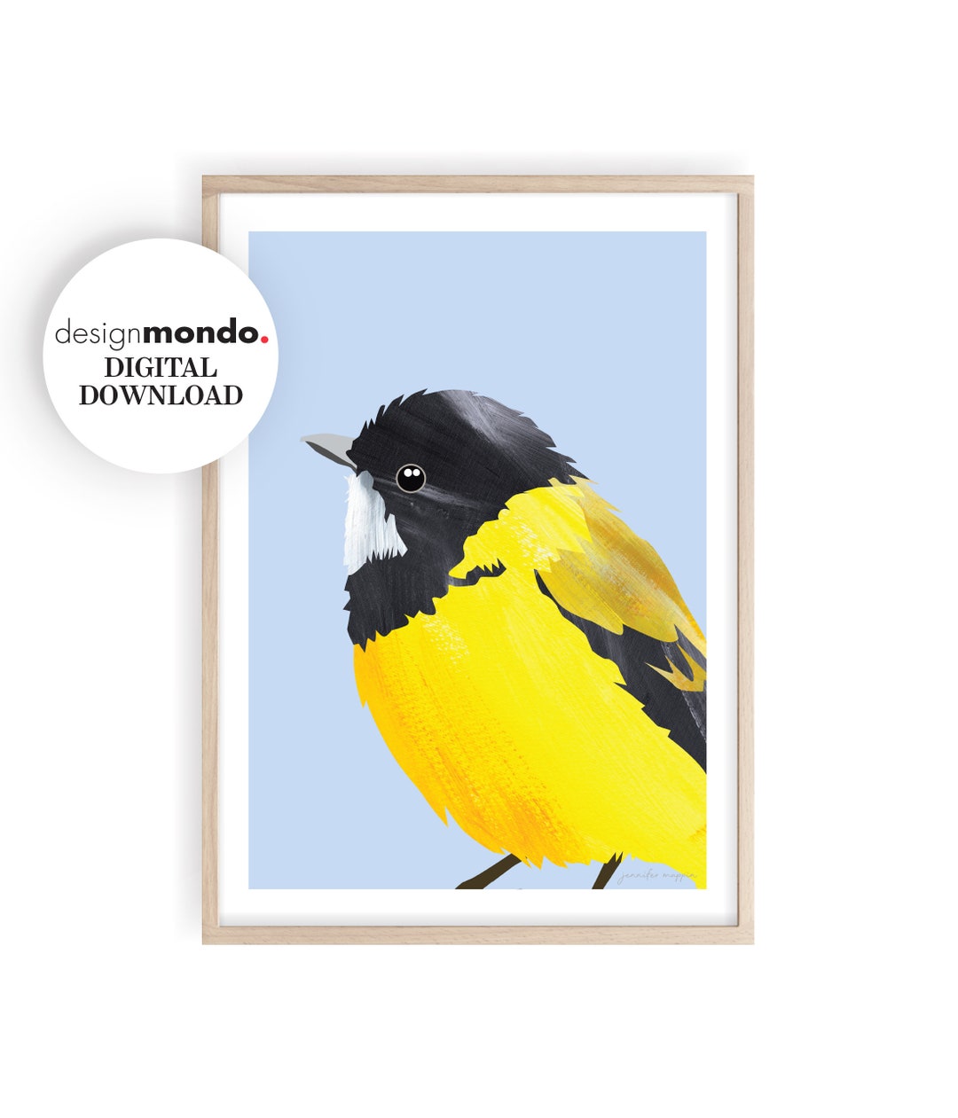 Australian Native Bird Wall Art Printable Golden Whistler Etsy