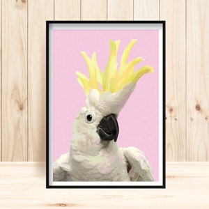 Australian Cockatoo Wall Art, Funny Bird Print, Nursery Prints, Australian Fauna Art, White Cockatoo, Parrot Wall Art, Parrot Printables,