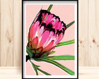 Protea Art Prints, Downloadable Protea Prints, Protea Wall Art, Protea Flower Print, Botanical Posters, King Protea, Protea Printable, Flora