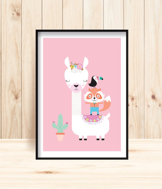 Nursery Animal Printable, Baby Girl Nursery, Cute Animals Wall Art