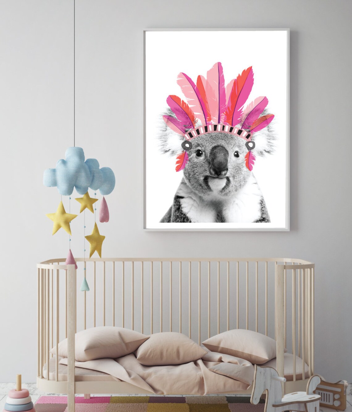 Girls Nursery Prints, Koala Nursery Wall Art, Cute Koala Wall Art ...
