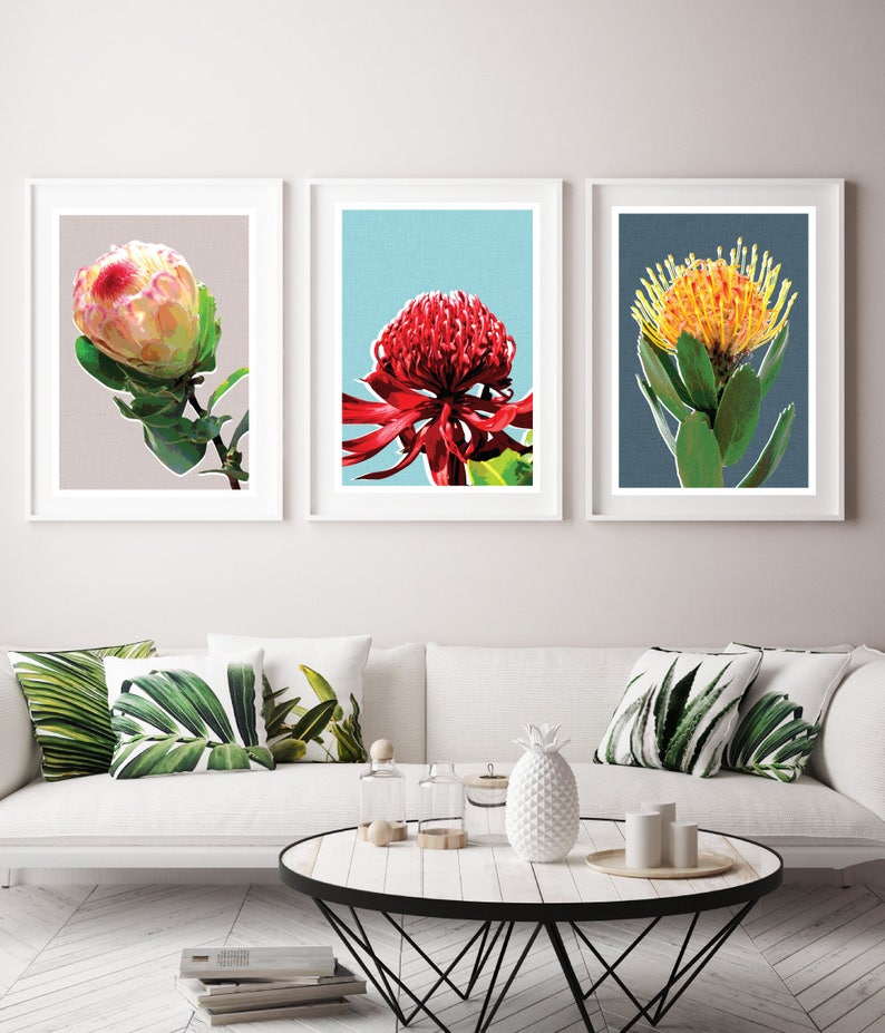 Wildflowers Wall Art Set of 3 Flower Prints Australian Etsy