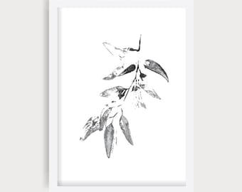 Gum Leaves Print, Eucalyptus Leaves Printable, Native Flora Prints, Botanical Prints, Hand Printed Art, Bespoke Prints, Australian Trees,