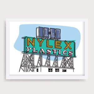 Melbourne Print, Industrial Wall Decor, Mid Century Modern, Nylex Sign Illustration, Printable Art, Iconic Buildings, Melbourne Poster Print
