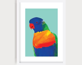 Parrot Prints, Australian Bird Printable, Rainbow Lorikeet Prints, Colourful Bird Prints, Australian Parrot Poster, Tropical Birds Wall Art