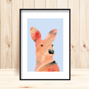 Kangaroo Wall Art, Australian Kangaroo Prints, Printable Wall Art, Australian Home Decor, Australian Outback, Red Kangaroo Print, Aussie Art