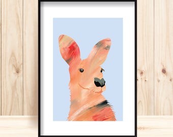 Kangaroo Wall Art, Australian Kangaroo Prints, Printable Wall Art, Australian Home Decor, Australian Outback, Red Kangaroo Print, Aussie Art