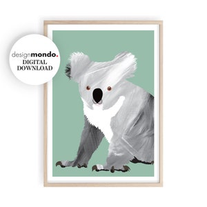Koala Wall Art, Koala Printable, Australian Animals Decor, Australian Wildlife Prints, Nursery Animal Prints, Kids Bedroom Decor, Koala Art