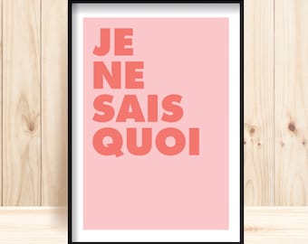 Impresiones de tipografía francesa, hechas a mano, Je Ne Sais Quoi, regalo para ella, palabras francesas, regalos franceses para ella, cita francesa, regalos francófilos