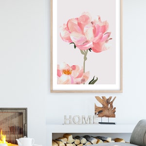 Peonies Print, Pink Peonies Wall Art, Painted Floral Prints, Soft Pink Decor, Original Flower Art, Abstract Flowers, Modern Flower Prints image 3