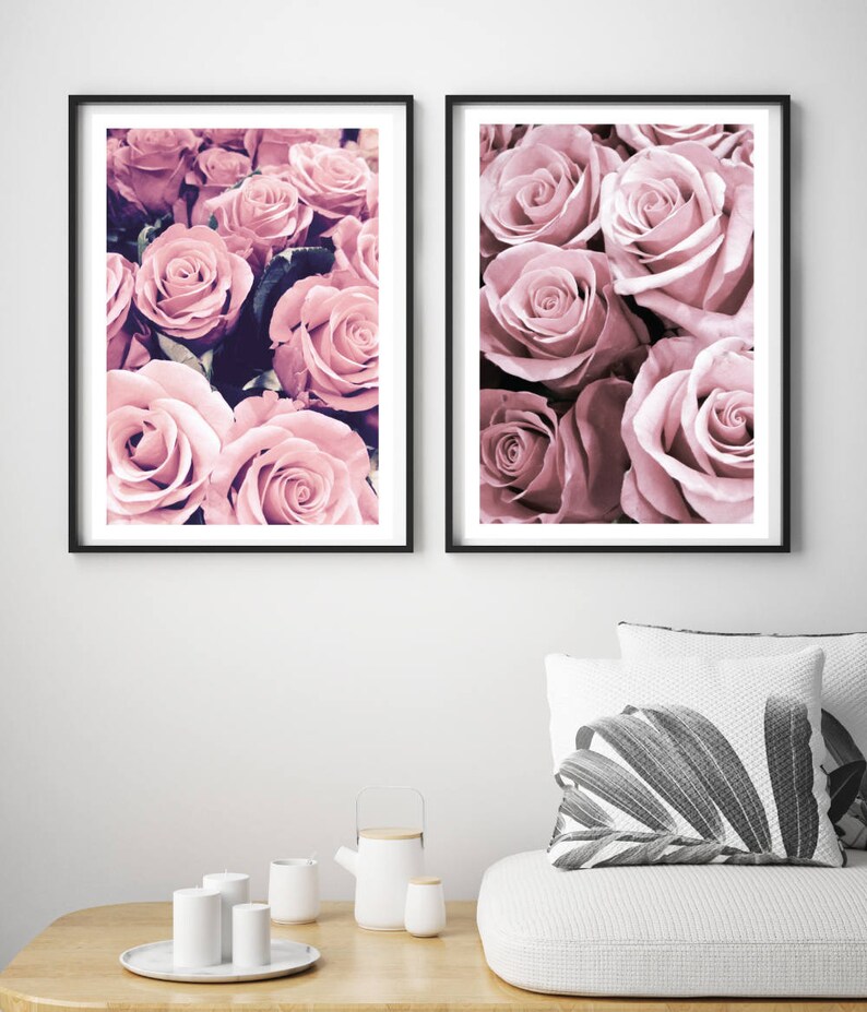 Roses Prints Blush Pink Roses Wall Artmodern Home Decor Etsy