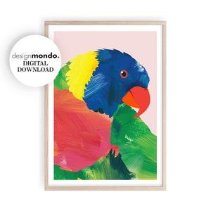 Parrot Prints, Rainbow Lorikeet Wall Art, Colourful Birds Painting, Australian Birds Print, Original Bird Illustration, Wildlife Painting,