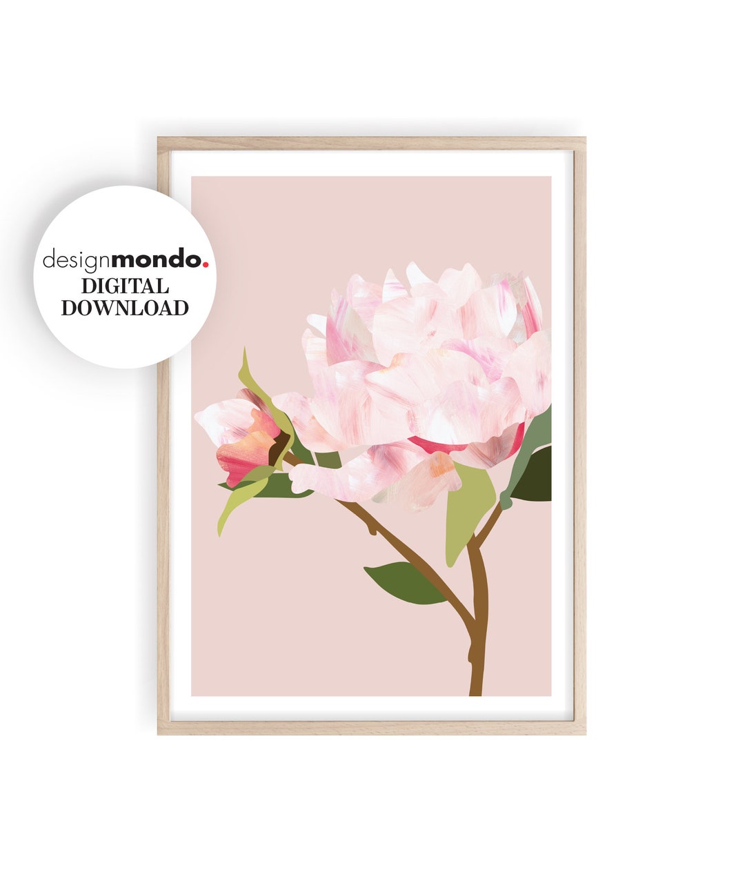 Peonies Print, Pink Peonies Wall Art, Painted Floral Prints, Blush Pink ...