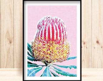 Wild Flower Prints, Banksia Downloadable, Australian Banksia Wall Art, Native Flower Printable, Wild Flower Wall Art, Australian Bush Flower