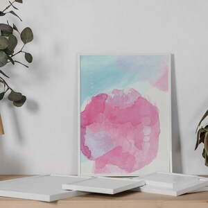 Pink and Light Blue Abstract Wall Art