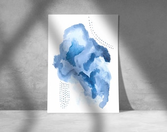 Watercolor Cloudy Blue Art Print