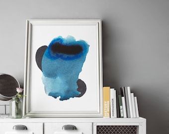 Modern Watercolor Blue Abstract Home Decor