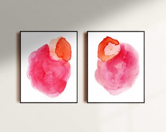 Berry and Blood Orange Watercolor Print Set