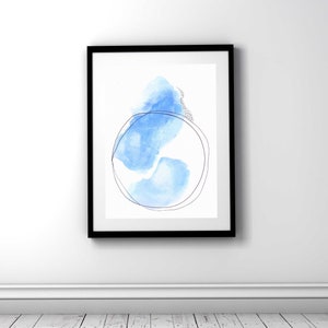 Minimalist Blue Watercolor Wall Art image 9