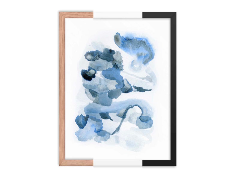 Minimalist Blue Watercolor Wall Art image 10