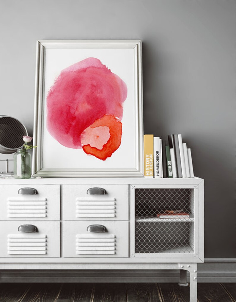 Modern Pink Art Watercolor Art Print Set Paper Anniversary Etsy