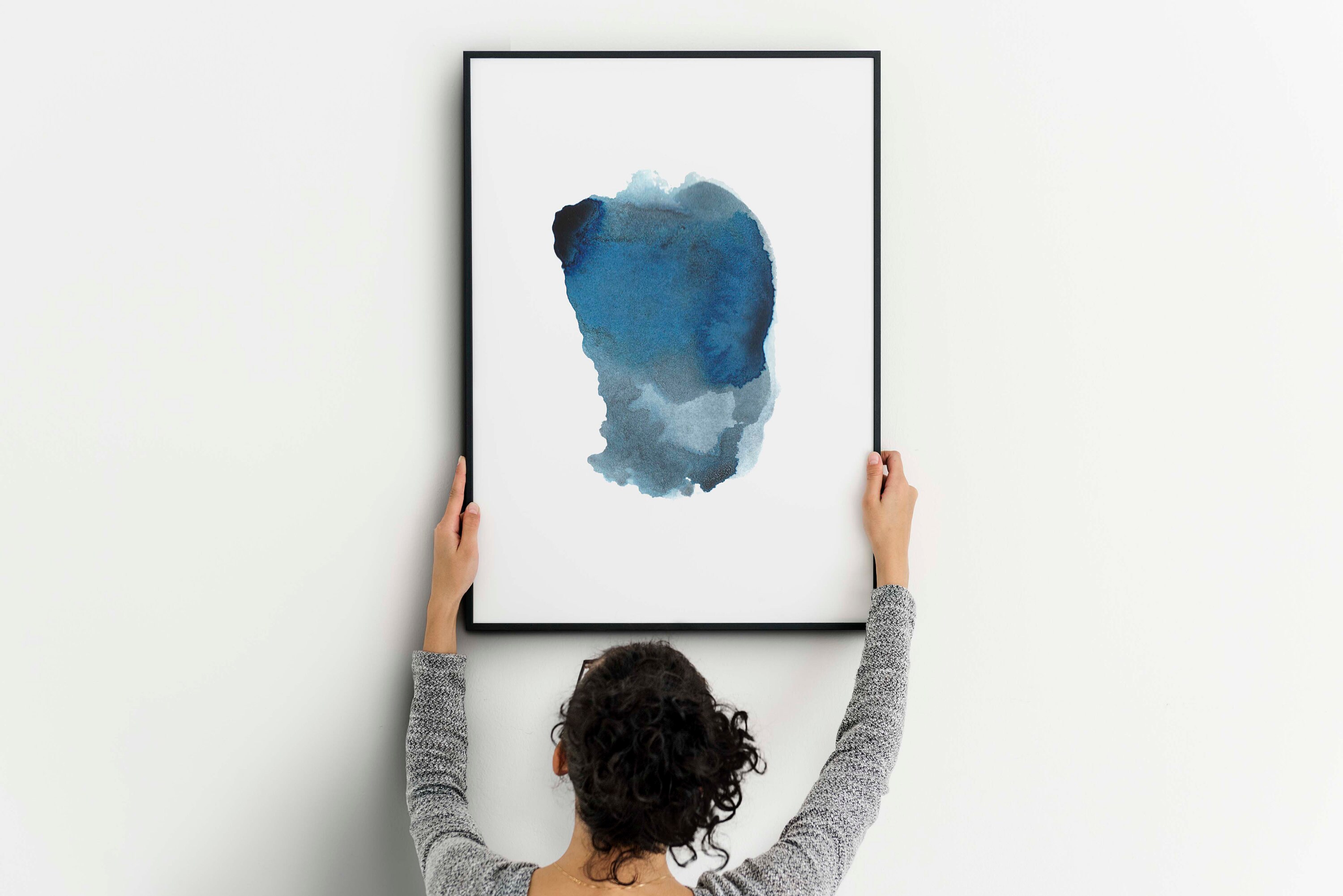 Blue Abstract Modern Wall Art Decor | Etsy