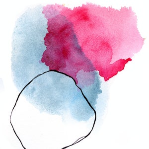 Paper Anniversary Gift. Pink and Blue Abstract Art. - Etsy